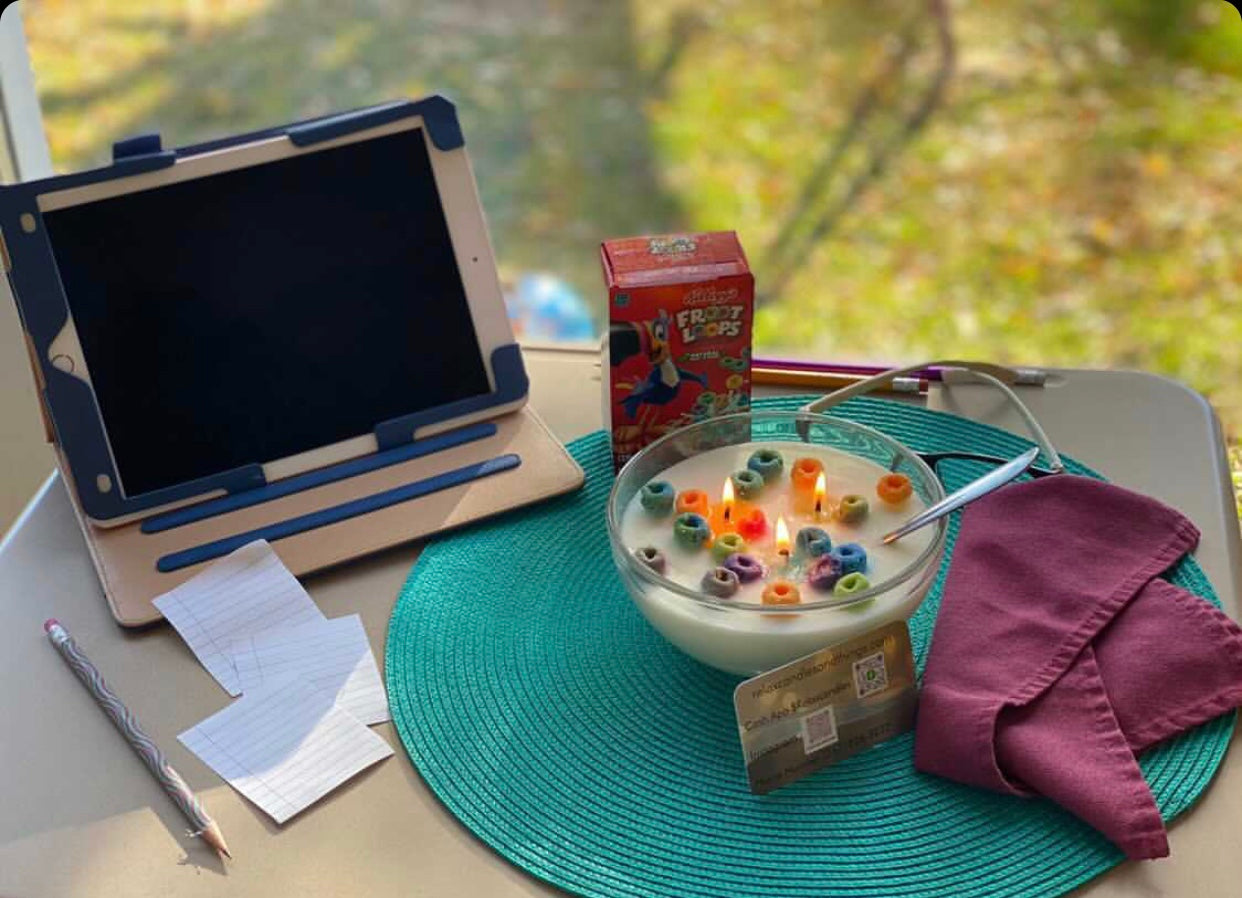 Fruit Loop Cereal with bowl and spoon